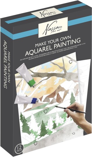 Nassau Fine Art DIY malesett lag ditt eget landskapsmaleri med vannmaling og motiv