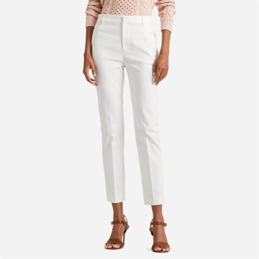 Ralph Lauren Stretch Cotton-Blend Pant White Hvit US 4