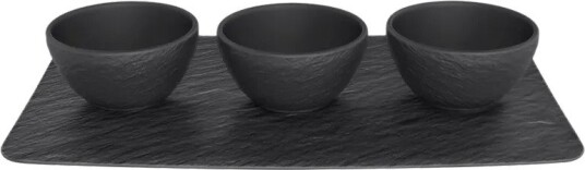 Villeroy & Boch Manufakture Rock dippskål 3 stk. med brett Svart