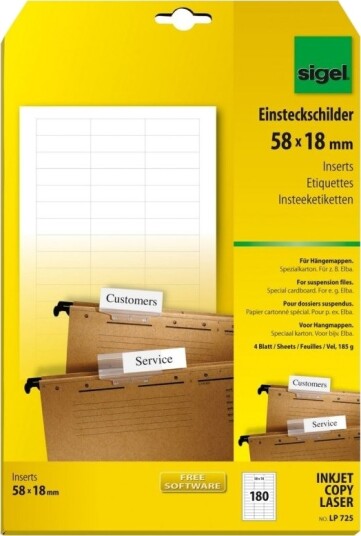 Sigel Lp725 Hvit Ikke Klebende Dvd Innleggspapir A4 Papir Laser/Blekkskriver Rektangel