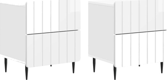  Nattbordskap med skuff 2 pcs Høgglans hvit 43 x 34,5 x 49,5 cm