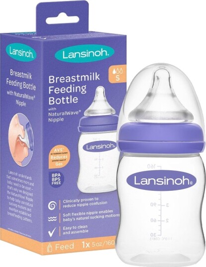 Lansinoh NaturalWave Tåteflaske 160ml med Anti-kollaps Smokk
