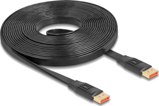 Delock Displayport Kabel Displayport Hann Til Displayport Hann Displayport 1.4 5 M 8K 60Hz Støtte Opptil 32,4 Gbps Datahastighet Gullbelagte Kontakter Flat Ribbon Svart