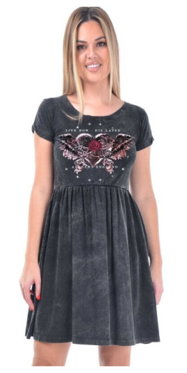 Alchemy England Goth Kort kjole Love Hate S til XXL Damer grå