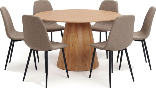Siena spisegruppe rund 130 cm eik med 6 Nibe spisestoler - Eik