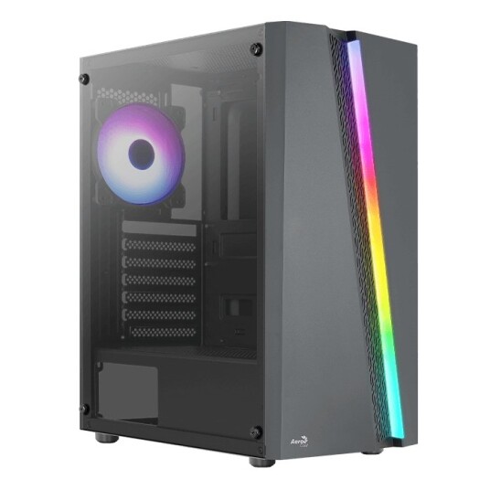 Aerocool Blade RGB Midi Tower Kabinett med Herdet Glass - Sort Aerocool Blade RGB Midi Tower Kabinett med Herdet Glass - Sort