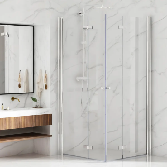 Bathlife Vikbar Dusjhjørne 90x90 cm, Alu/Klart glass Bathlife Vikbar Dusjhjørne 90x90 cm, Alu/Klart glass