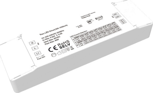 40W / 300 1050mA dimbar driver til LED panel   9 45V Triac + Push dim flimmerfri   Dimbar : Dimbar