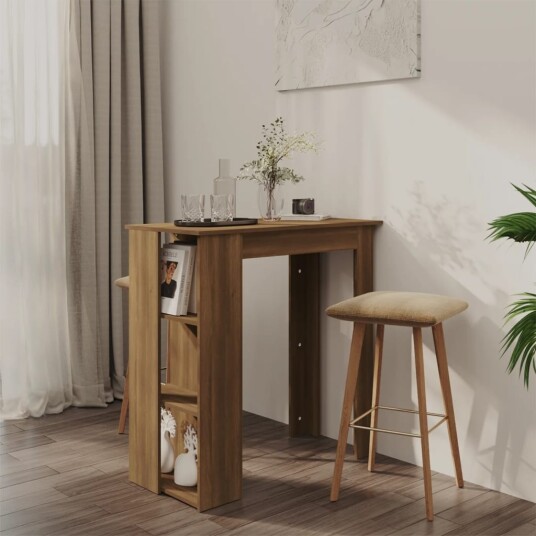 vidaXL Barbord med hylle brun eik 102x50x103,5 cm vidaXL Barbord med hylle brun eik 102x50x103,5 cm