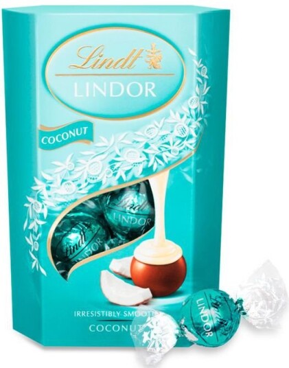 Lindt Lindor Coconut   Trøffelsjokolade med Kokosfyll 200 gram