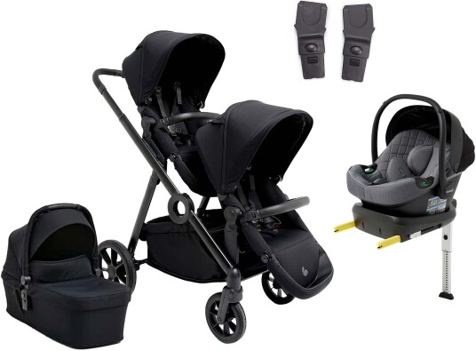 Beemoo Pro Multi 2 Søskenvogn inkl. Route i-Size Babybilstol &  Base Coffee Black/Mineral Grey