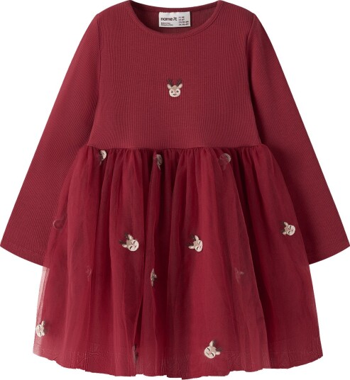 Name It Nmfveross Ls Tulle Dress RED DAHLIA 86