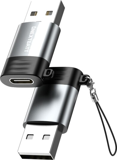 NEXTBATT USB-C hunn USB-A 2.0-adapter - svart/grå 1-pakning NEXTBATT USB-C hunn USB-A 2.0-adapter - svart/grå 1-pakning