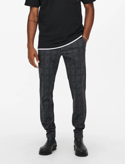ONLY & SONS Onsmark Slim Check Pants 9887 Noos - Grey - 36 x 34