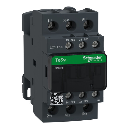 Schneider Electric Tesys d contactor lc1d25p7 3p 25a ac-3 11kw@400v 1no+1nc aux contact 230v 50/60hz ac coil (3389110349955)