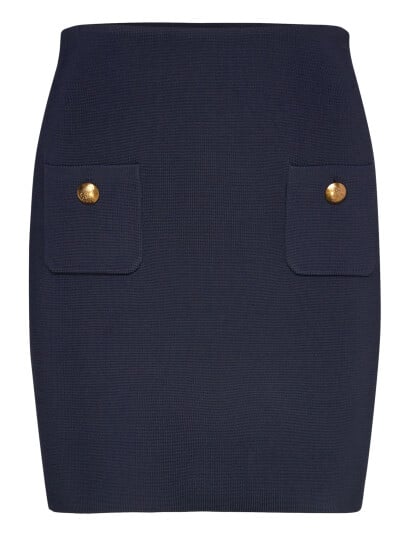 Lauren Ralph Lauren Button-Trim Sweater Pencil Miniskirt - Navy - L