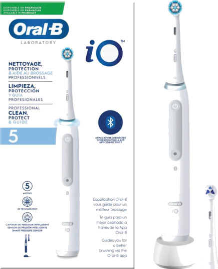 Oral-B iO 5 Elektrisk Tannbørste med Bluetooth og Trykksensor Hvit Oral-B iO 5 Elektrisk Tannbørste med Bluetooth og Trykksensor Hvit