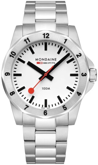 Mondaine Herreklokke MSN.4211B.SK Numeri Hvit/Stål Ø42 mm Mondaine Herreklokke MSN.4211B.SK Numeri Hvit/Stål Ø42 mm