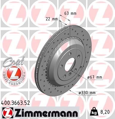 Bremseskive ZIMMERMANN 400.3663.52