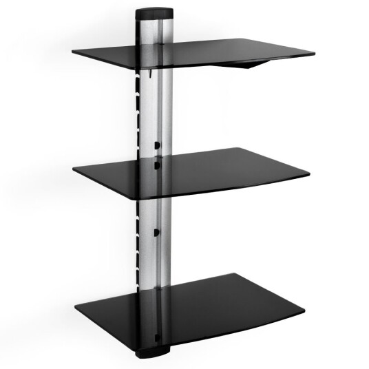 Tectake Vegghylle TV med tre hyller for DVD-spiller og mottaker modell 1 svart