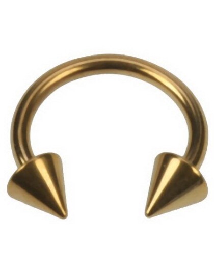 Utgått Rund Gullfarget Øyenbrynspiercing med Spike Kuler 1.6 x 12 mm