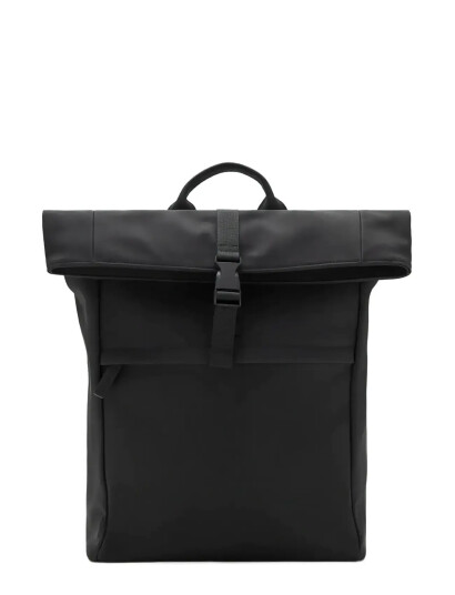 Mango Rubberized Backpack With Flap Closure Black ONE SIZE