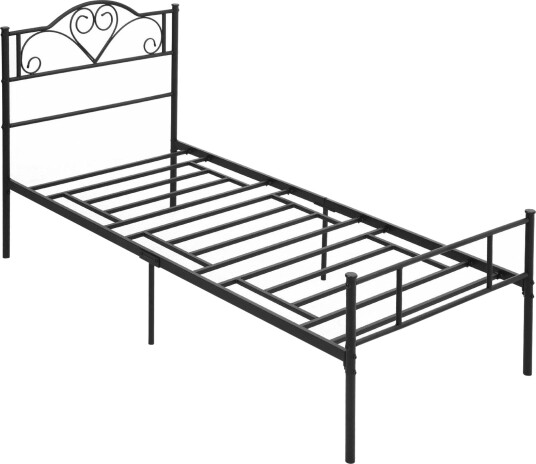Sengeramme i stål 90x200 cm med lameller – svart