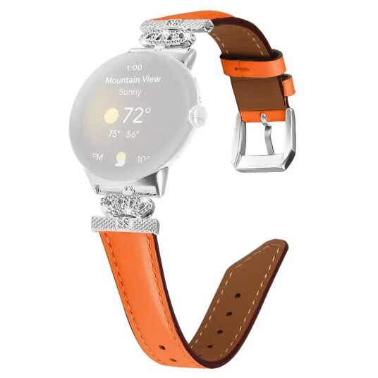 INCOVER Google Pixel Watch 1 / 2 Kunstskinn Rem med Sølv Rhinstenen Spenne - Orange INCOVER Google Pixel Watch 1 / 2 Kunstskinn Rem med Sølv Rhinstenen Spenne - Orange