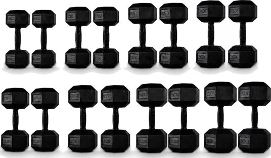 Master Fitness Hexmanualsett med gummibelegg 12,5–30 kg