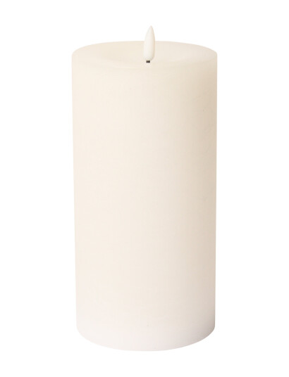 C"est Bon Rustic Finish Led Pillar Candle - White - H20CM