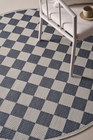Jotex Rund Utendørs Teppe 160 Cm Polypropylen Blå/vit MARTA 213744001160 Jotex Rund Utendørs Teppe 160 Cm Polypropylen Blå/vit MARTA 213744001160