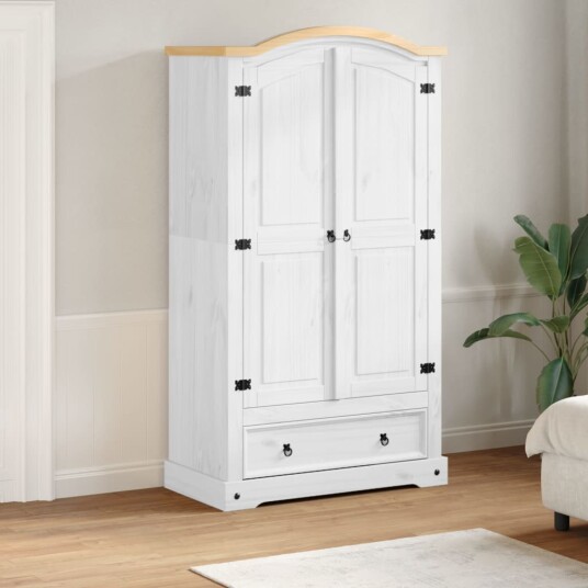 Garderobe Corona hvit 102x52x186 cm heltre furu 8721102807053