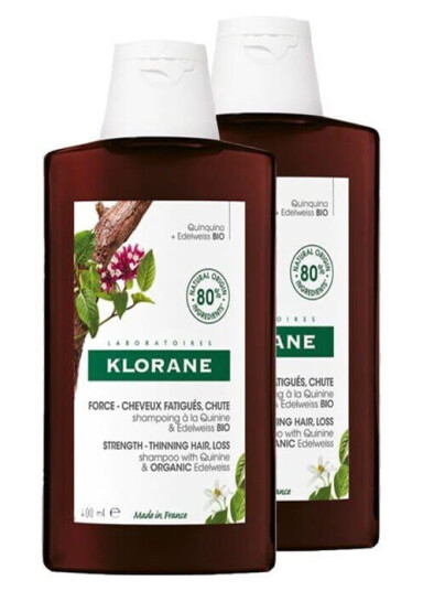 KLORANE A LA QUININE & EDELWEISS ORGANIC strengthening shampoo duo 2 x 400 ml KLORANE A LA QUININE & EDELWEISS ORGANIC strengthening shampoo duo 2 x 400 ml