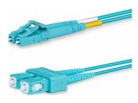 Lanview - Patchkabel - LC/UPC multimodus (hann) til SC/UPC multimodus (hann) - 10 m. - 2 mm - fiberoptikk - dupleks - 50 / 125 my - OM3 - halogenfri - akvamarin