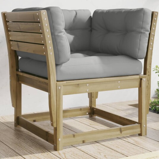  Hagesofa med armlener og puter impregnert furu 844698