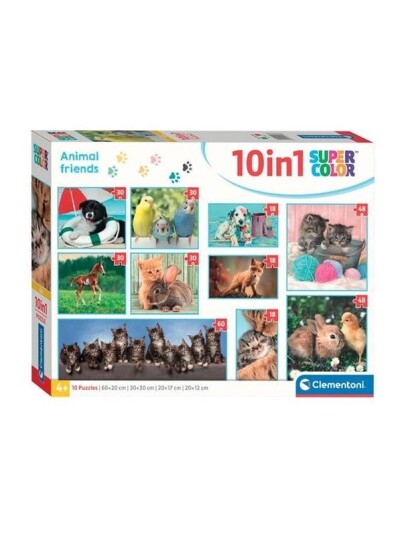 Clementoni Jigsaw Puzzle Super Color 10in1 Animal Friends Gulv