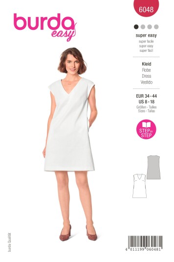 Burda 6048 - Kjole EUR: 34-44, US: 8-18