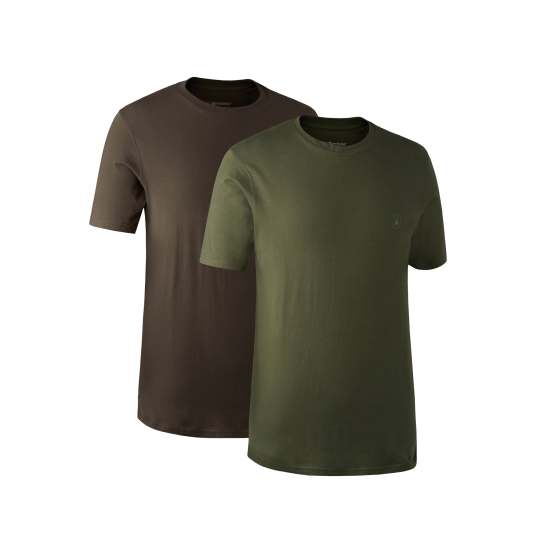 Deerhunter T Shirt 2 Pack Green/Brown Leaf L