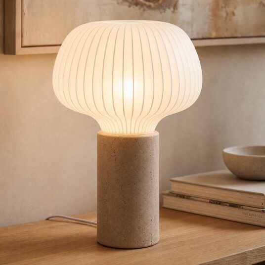 Bordlampe Lucande Eloise Hvit Stue Stoff / Tekstil Skandinavisk 42 Hvit