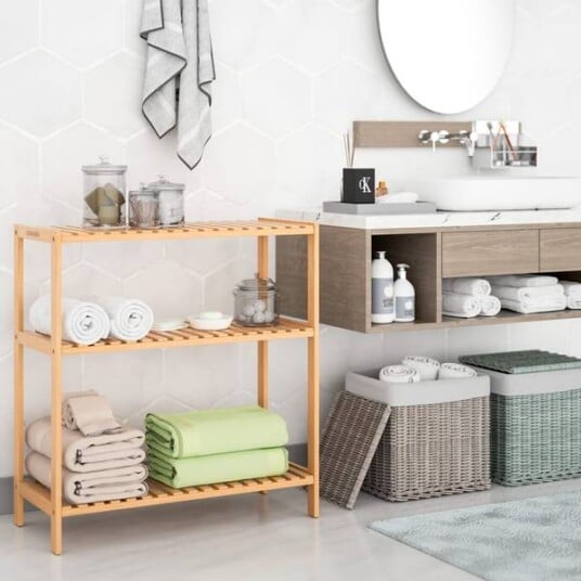 Bambushylle med 3 hyller - 66x58x26cm