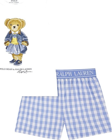 Polo Ralph Lauren Harbor Island Blue Bjørn S/S & Woven Ctn Kort XL/16 år