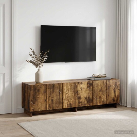 vidaXL TV benk 140 x 34,5 x 40 cm Røkt Eik Konstruert tre
