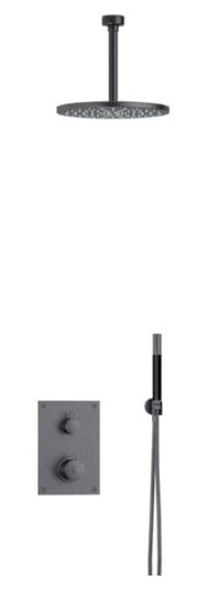 Tapwell Box7268 Takdusj Innbygging - Takmontert Brushed Black Chrome / 200mm Ø250mm (TA-9425011)
