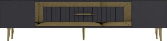 Anira TV-benk 150 cm - Antrasitt/Gull