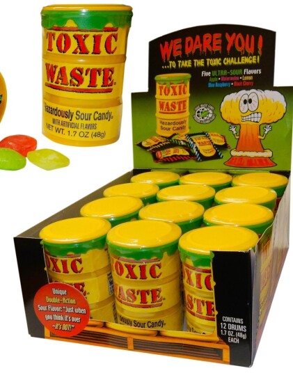12 stk Toxic Waste Hazardously Supersurt Sukkertøy Hel eske