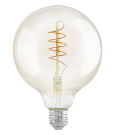 Eglo Led-Filamentlyspære Form: G125 E27 4 W Ekvivalent 26 Klasse G Varmt Hvitt Lys 2200 K Ravgul Eglo Led-Filamentlyspære Form: G125 E27 4 W Ekvivalent 26 Klasse G Varmt Hvitt Lys 2200 K Ravgul