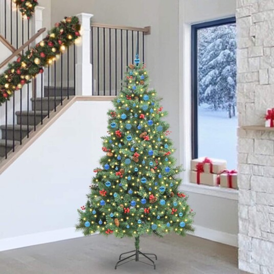  Kunstig juletre med LED  stripelys grønn 240 cm PVC og metall