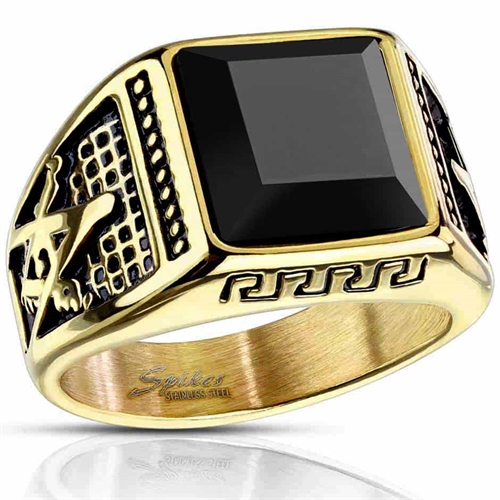 Facet square herre ring med sort onyx Facet square herre ring med sort onyx