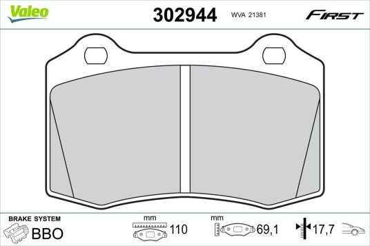 Bremseklosser VALEO 302944