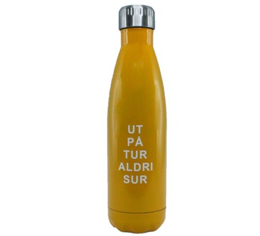 Termoflaske gul Ut på tur aldri sur